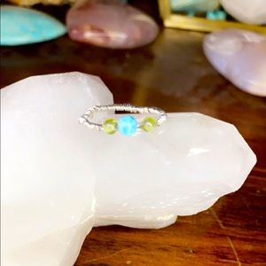 Larimar and peridot ring